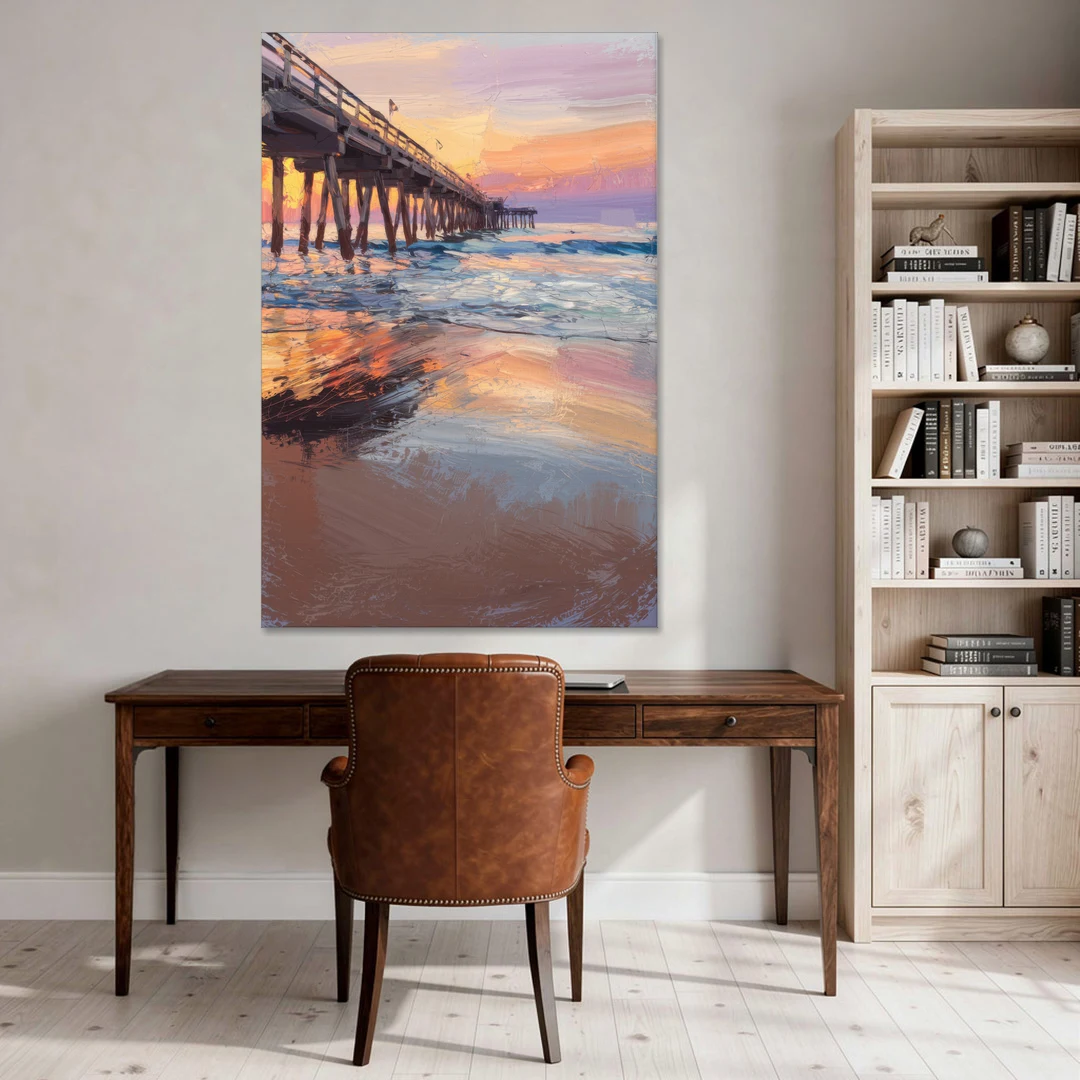 Virginia Beach Pier at Sunset - Canvas Wall Art - Office - 40x60