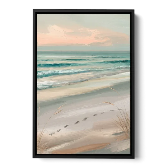 Virginia Beach Sand and Surf - Black Framed Canvas Wall Art - Front