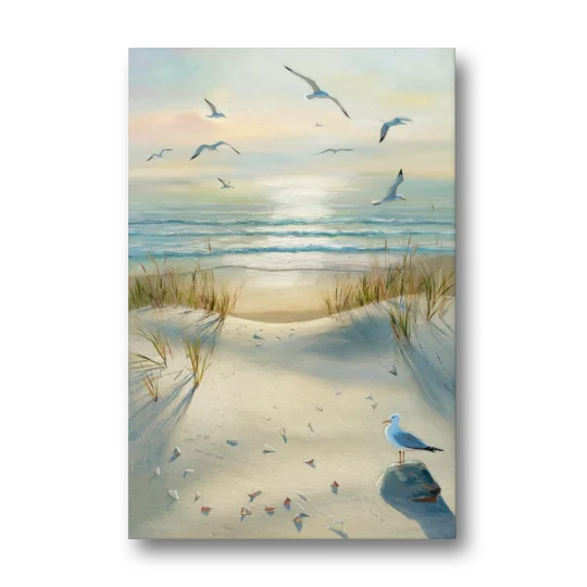 Virginia Beach Seagulls in Flight - Canvas Wall Art - Front