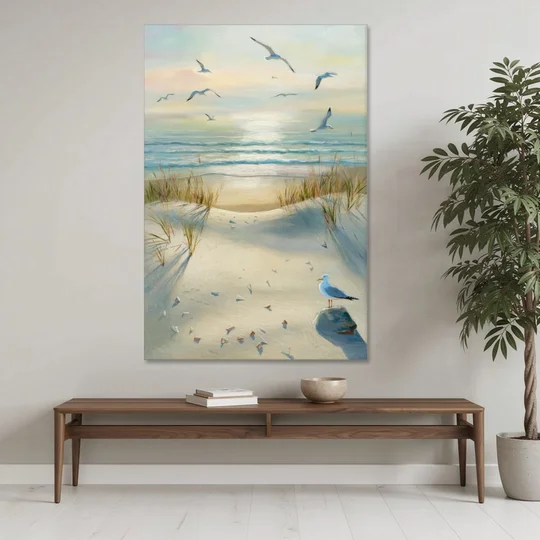 Virginia Beach Seagulls in Flight - Canvas Wall Art - Coffee Table - 40x60