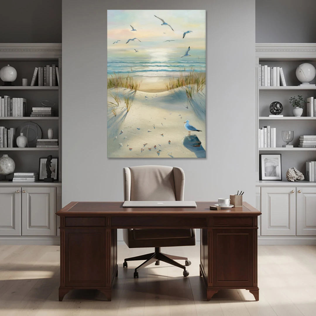Virginia Beach Seagulls in Flight - Canvas Wall Art - Office - 40x60