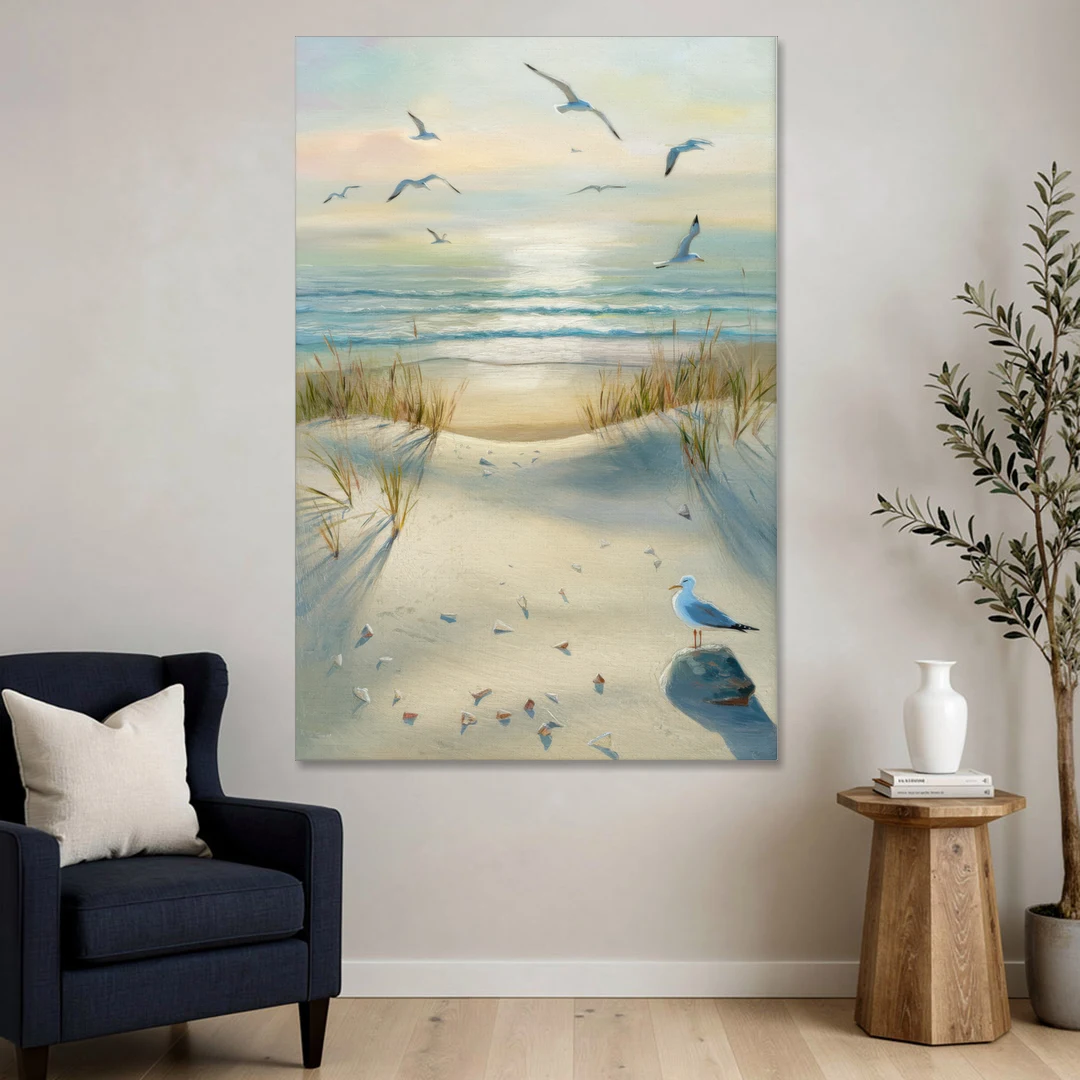 Virginia Beach Seagulls in Flight - Canvas Wall Art - Sofa - 40x60