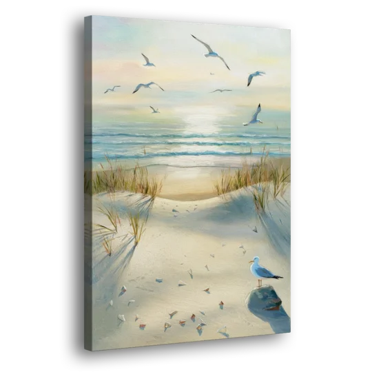 Virginia Beach Seagulls in Flight - Canvas Wall Art - Side