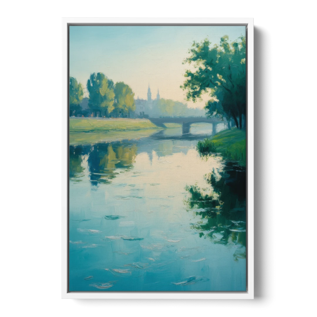 Vistula River Serenity - White Framed Canvas Wall Art - Front