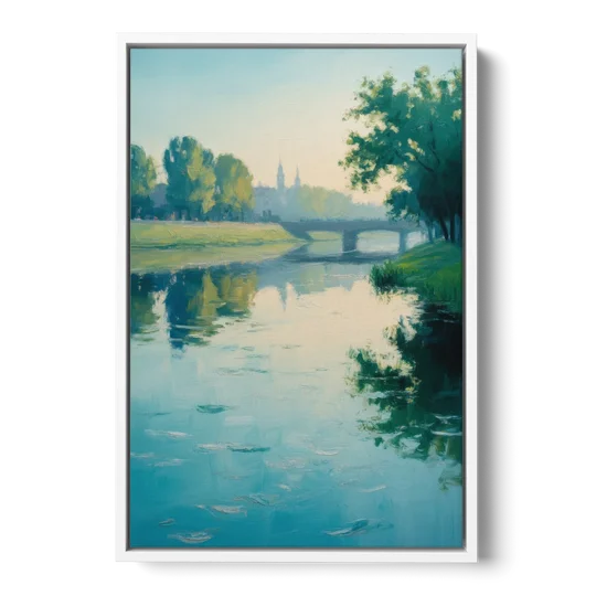 Vistula River Serenity - White Framed Canvas Wall Art - Front
