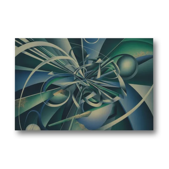Vortex Elegance Blue and Green Abstract - Canvas Wall Art - Front