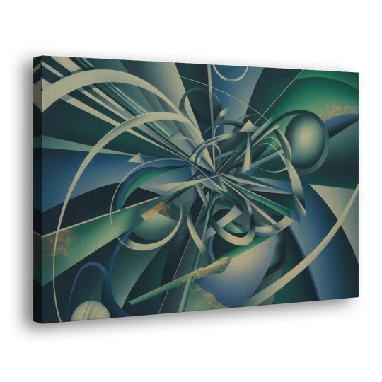 Vortex Elegance Blue and Green Abstract - Canvas Wall Art - Side