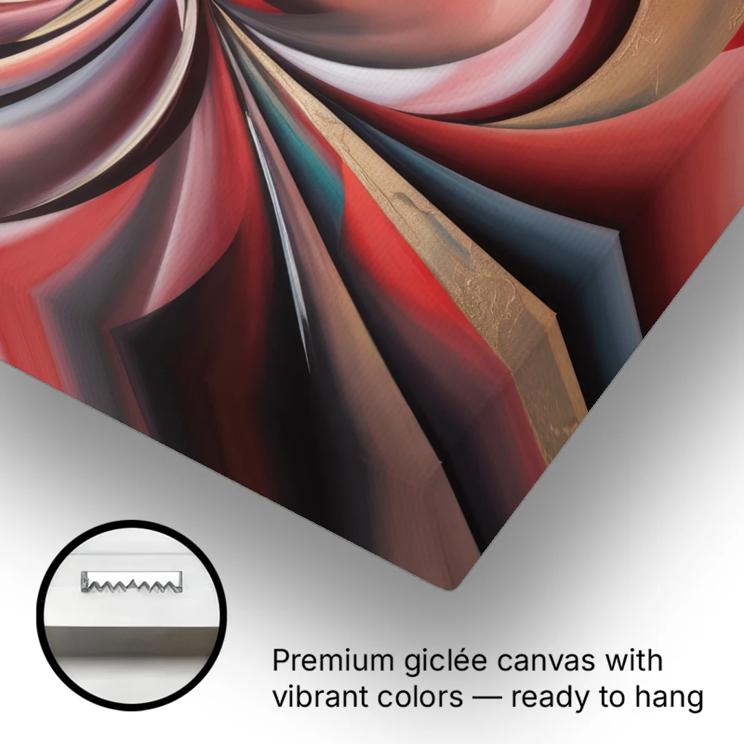 Vortex Symphony Red Abstract - Canvas Wall Art - Gallery Wrap Corner