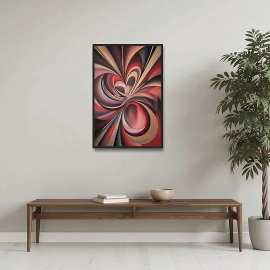 Vortex Symphony Red Abstract - Black Framed Canvas Wall Art - Coffee Table - 24x36
