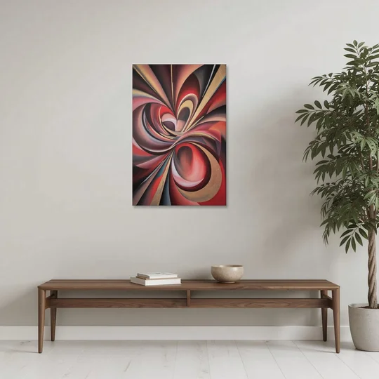 Vortex Symphony Red Abstract - Canvas Wall Art - Coffee Table - 24x36
