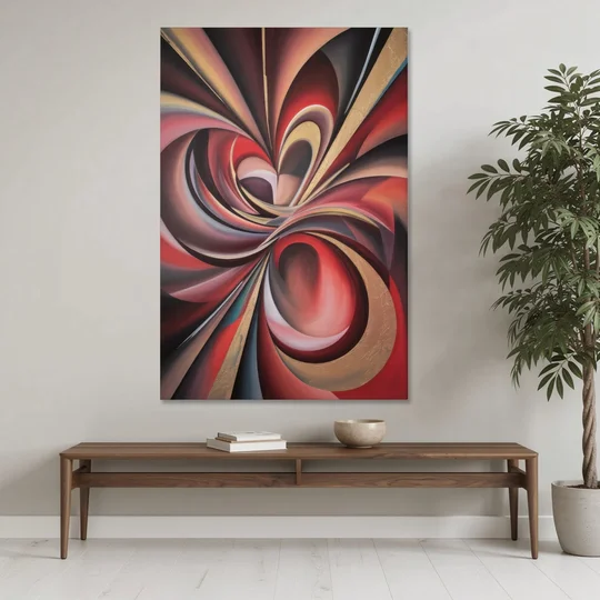 Vortex Symphony Red Abstract - Canvas Wall Art - Coffee Table - 40x60