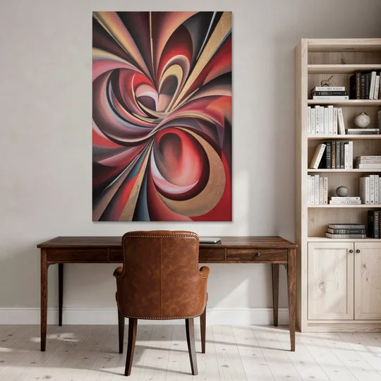 Vortex Symphony Red Abstract - Canvas Wall Art - Office - 40x60