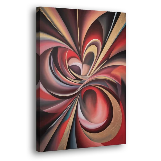 Vortex Symphony Red Abstract - Canvas Wall Art - Side