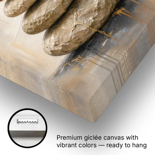 Wabi Sabi Gold-Seamed Stone Cairn - Canvas Wall Art - Gallery Wrap Corner