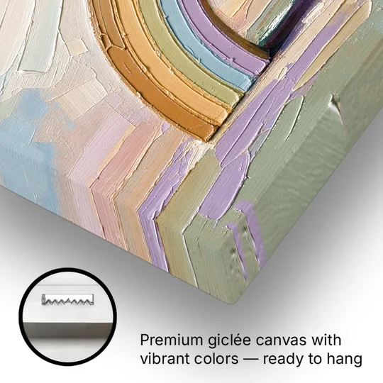 Wall Art Above Couch Ochre Rainbow Arch - Canvas Wall Art - Gallery Wrap Corner