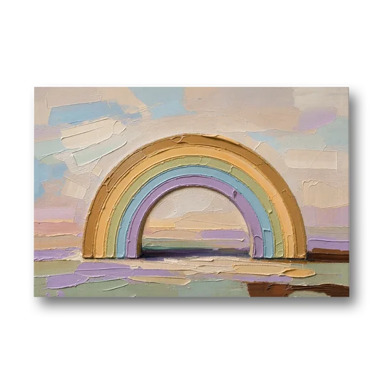 Wall Art Above Couch Ochre Rainbow Arch - Canvas Wall Art - Front