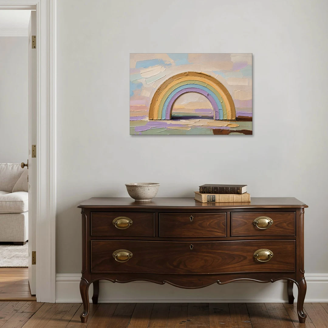 Wall Art Above Couch Ochre Rainbow Arch - Canvas Wall Art - Coffee Table - 36x24