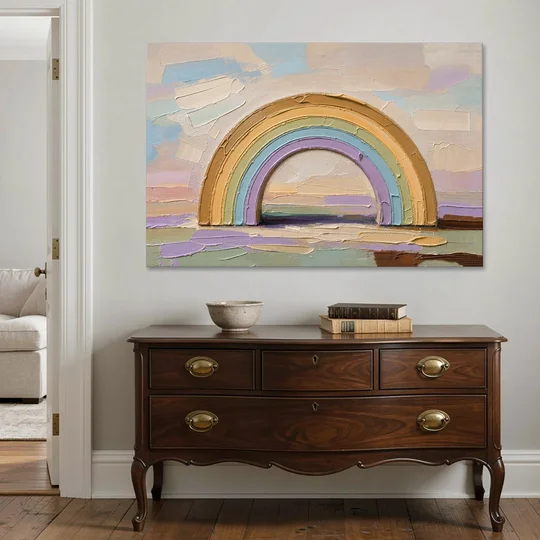 Wall Art Above Couch Ochre Rainbow Arch - Canvas Wall Art - Coffee Table - 60x40