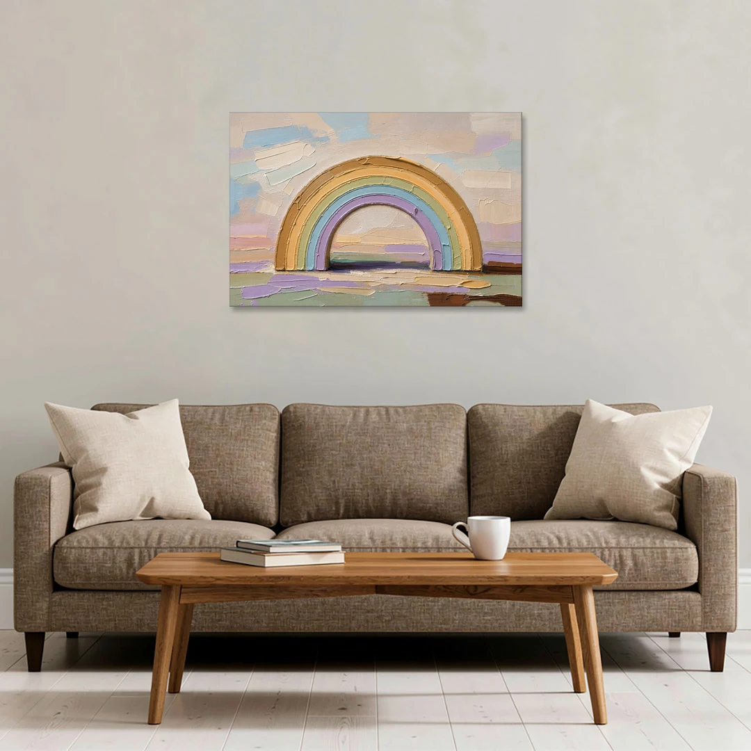 Wall Art Above Couch Ochre Rainbow Arch - Canvas Wall Art - Sofa - 36x24