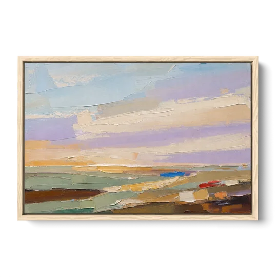 Wall Art Above Sofa Lilac Haze Meadow - Oak Framed Canvas Wall Art - Front