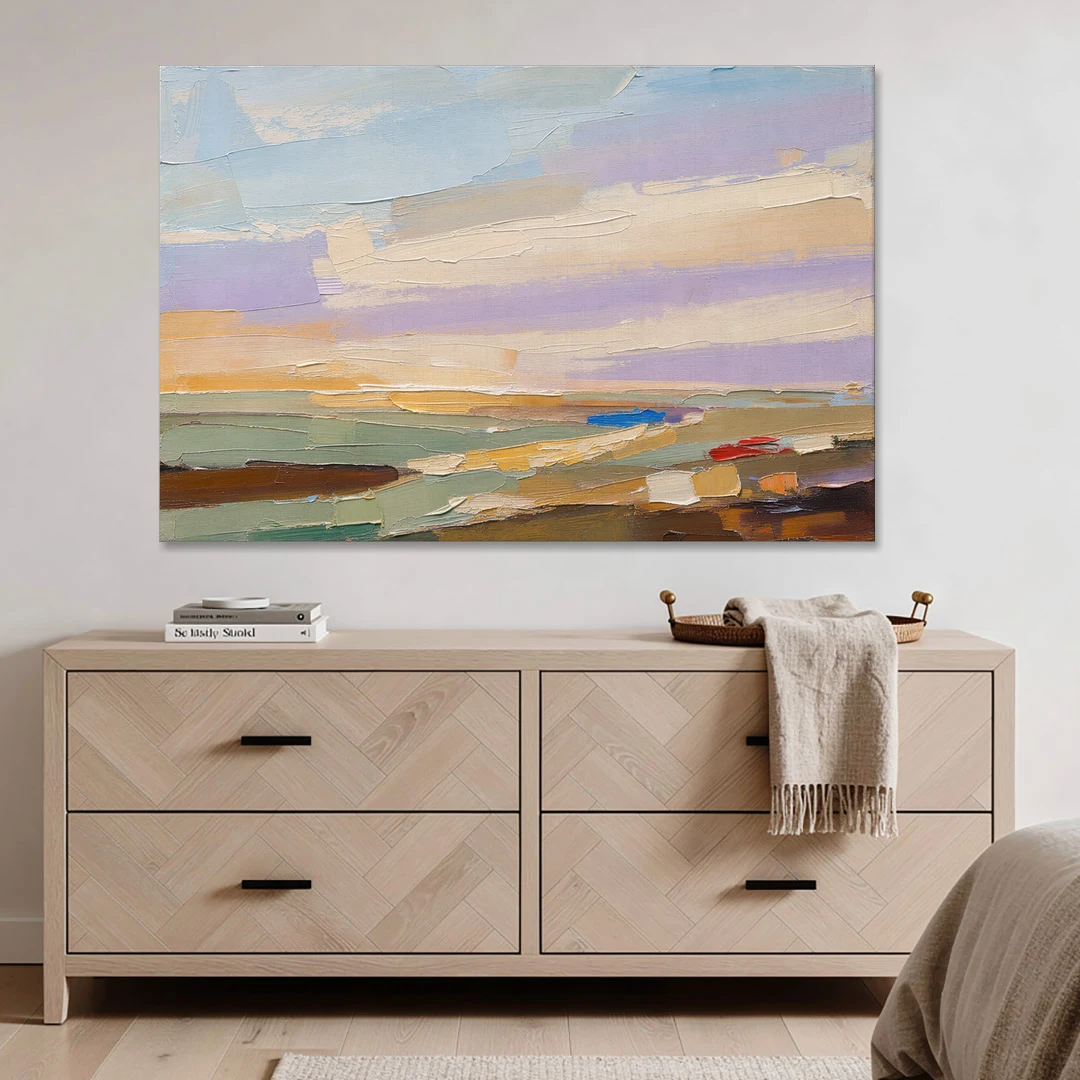 Wall Art Above Sofa Lilac Haze Meadow - Canvas Wall Art - Coffee Table - 60x40