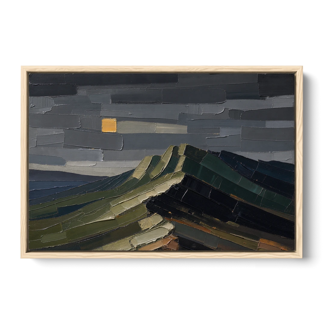 Wall Art for Man Cave Ochre Moon Ridge - Oak Framed Canvas Wall Art - Front