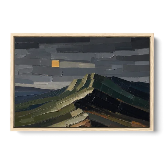 Wall Art for Man Cave Ochre Moon Ridge - Oak Framed Canvas Wall Art - Front