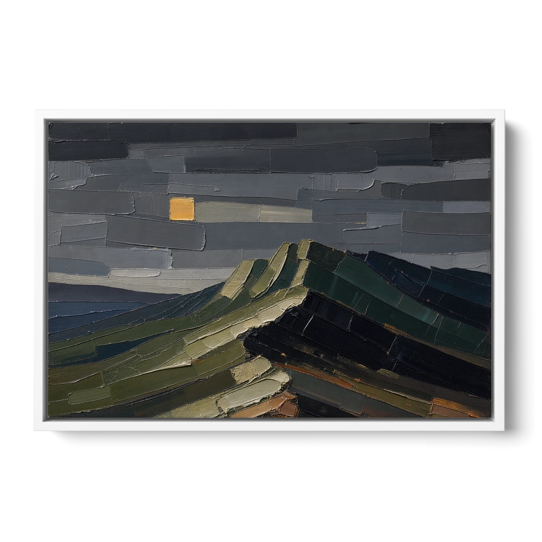 Wall Art for Man Cave Ochre Moon Ridge - White Framed Canvas Wall Art - Front