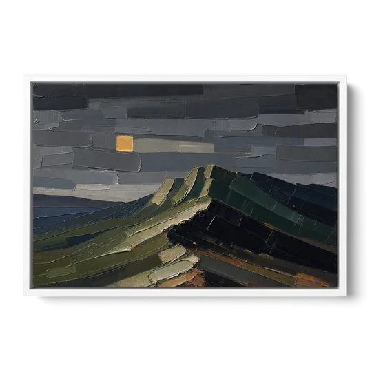 Wall Art for Man Cave Ochre Moon Ridge - White Framed Canvas Wall Art - Front