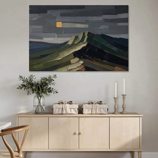 Wall Art for Man Cave Ochre Moon Ridge - Canvas Wall Art - Coffee Table - 60x40