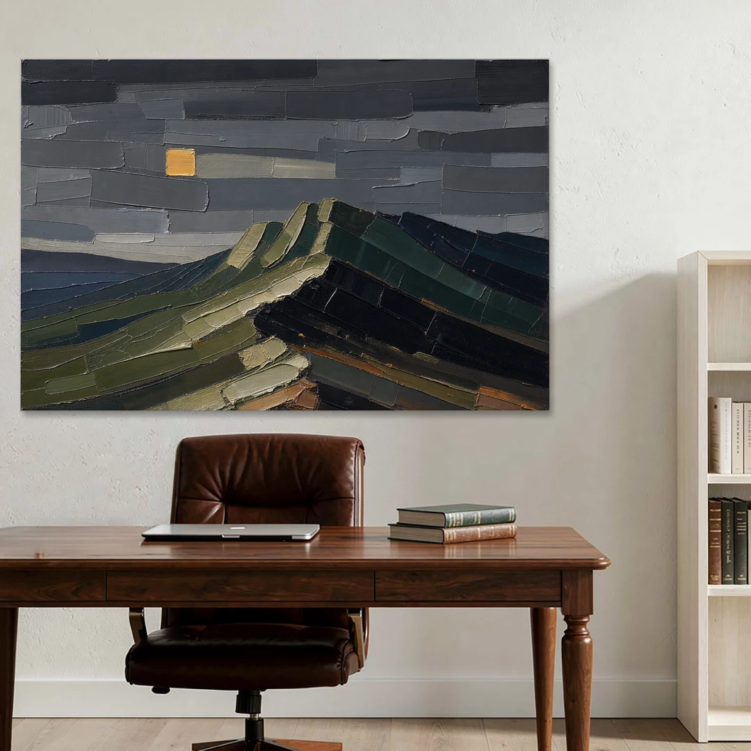 Wall Art for Man Cave Ochre Moon Ridge - Canvas Wall Art - Office - 60x40