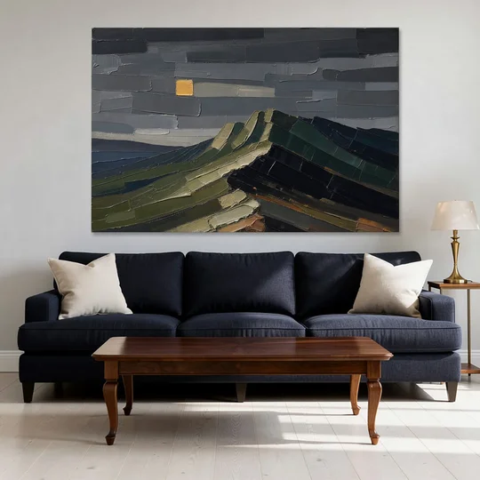 Wall Art for Man Cave Ochre Moon Ridge - Canvas Wall Art - Sofa - 60x40