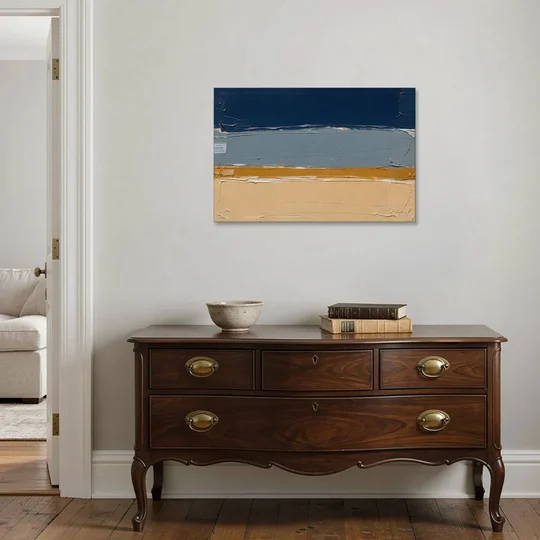 Wall Art for Office in Navy Slate and Sand - Canvas Wall Art - Coffee Table - 36x24