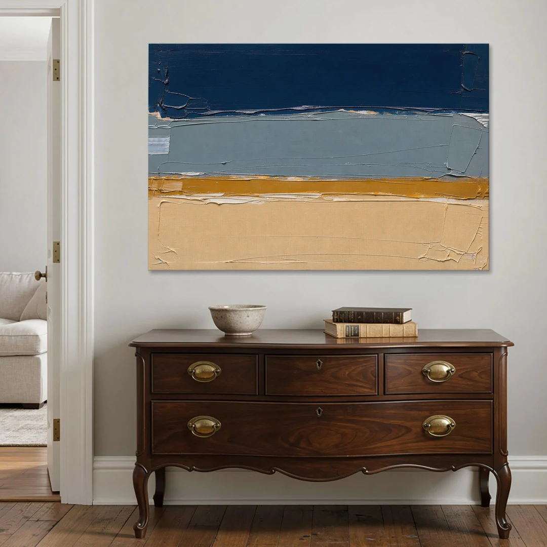 Wall Art for Office in Navy Slate and Sand - Canvas Wall Art - Coffee Table - 60x40