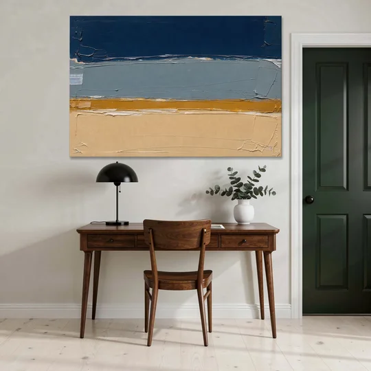 Wall Art for Office in Navy Slate and Sand - Canvas Wall Art - Office - 60x40