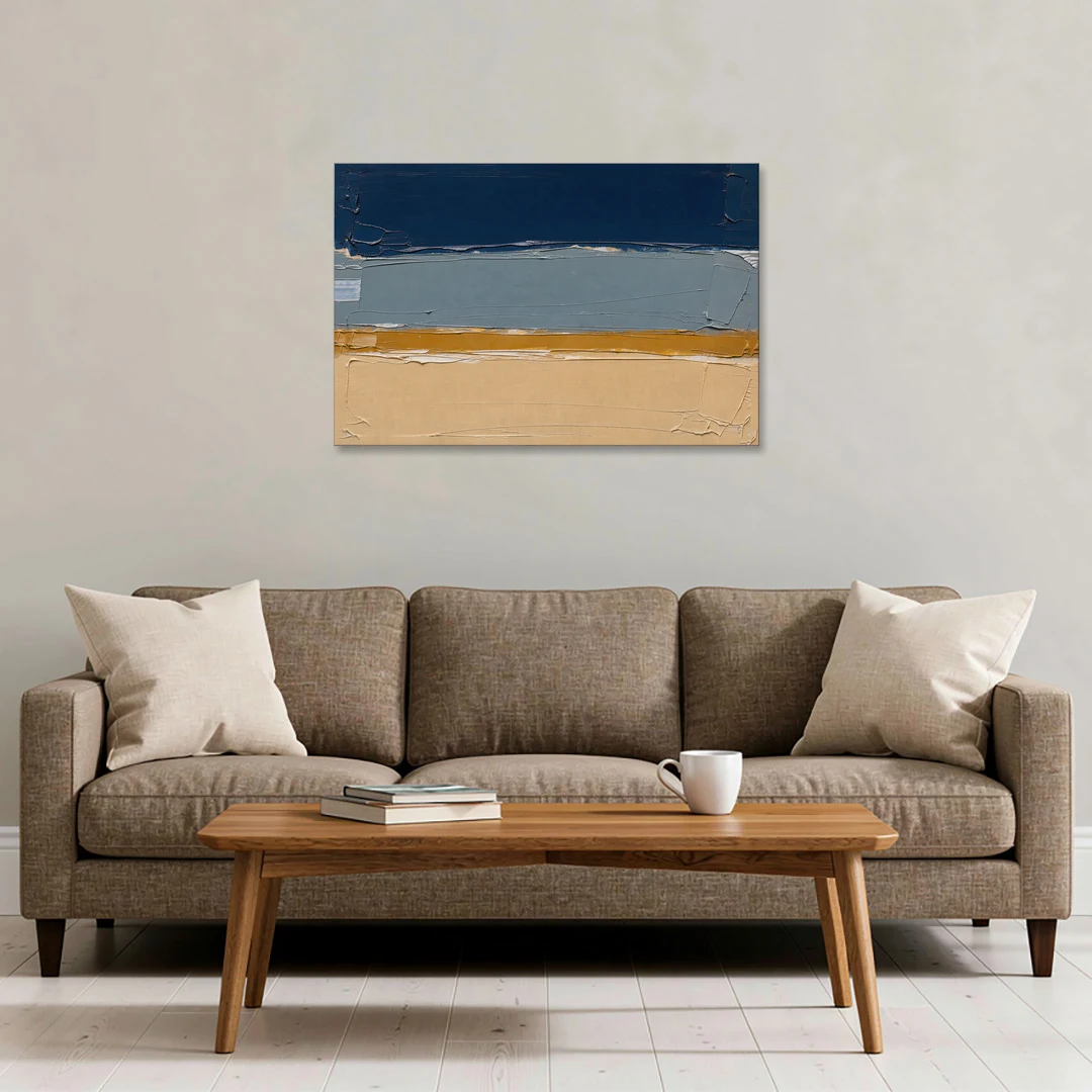 Wall Art for Office in Navy Slate and Sand - Canvas Wall Art - Sofa - 36x24