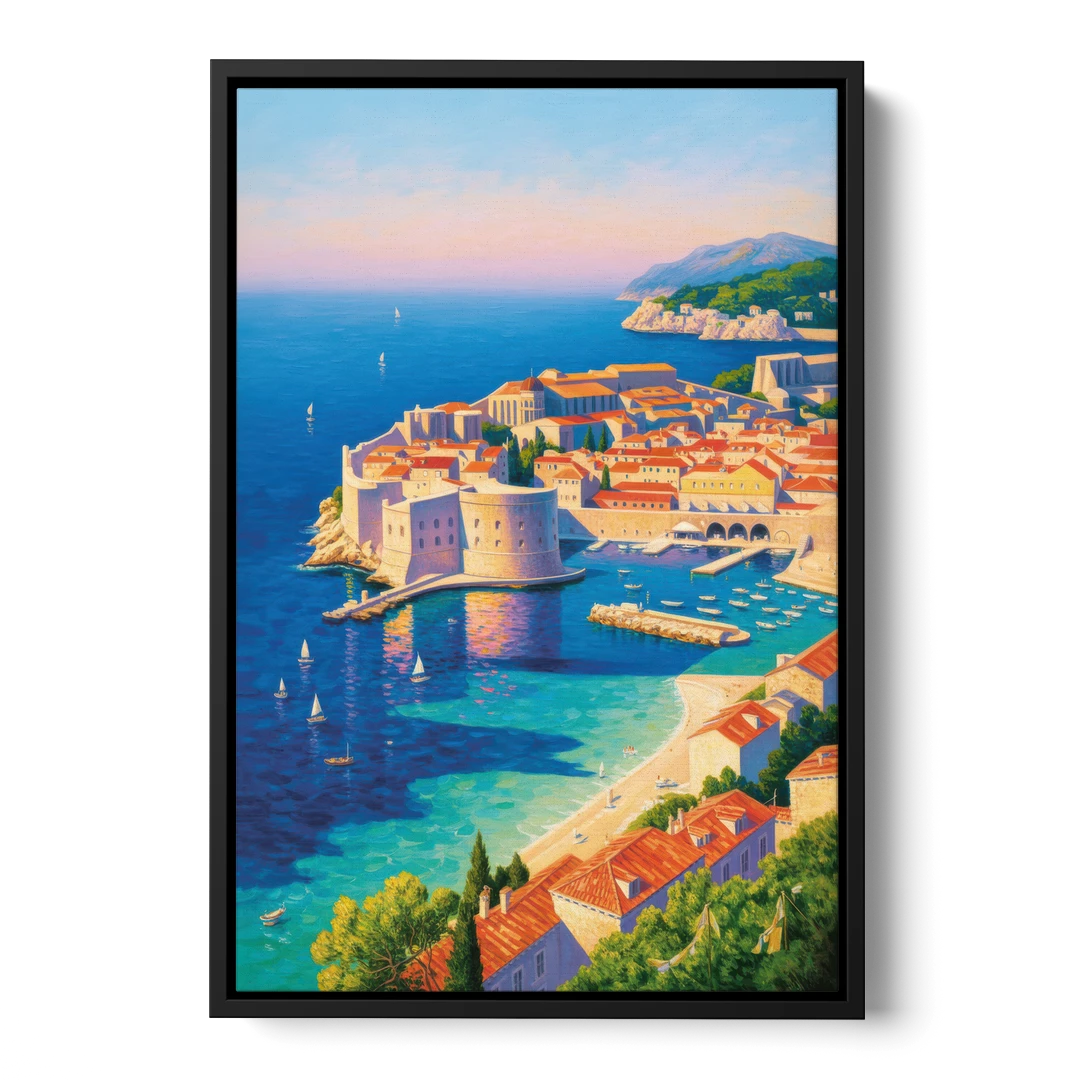 Walls of Dubrovnik - Black Framed Canvas Wall Art - Front