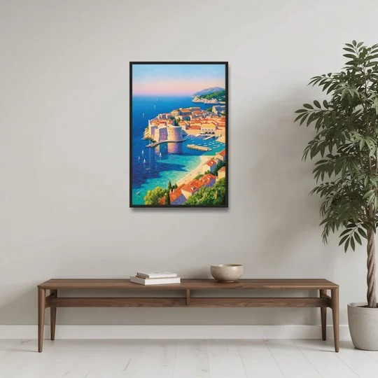 Walls of Dubrovnik - Black Framed Canvas Wall Art - Coffee Table - 24x36
