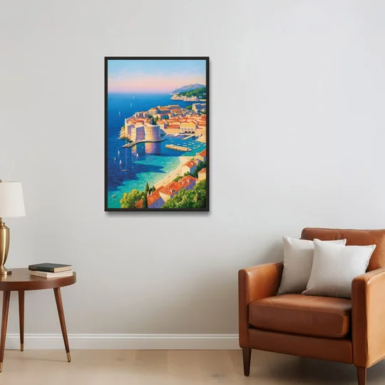 Walls of Dubrovnik - Black Framed Canvas Wall Art - Sofa - 24x36