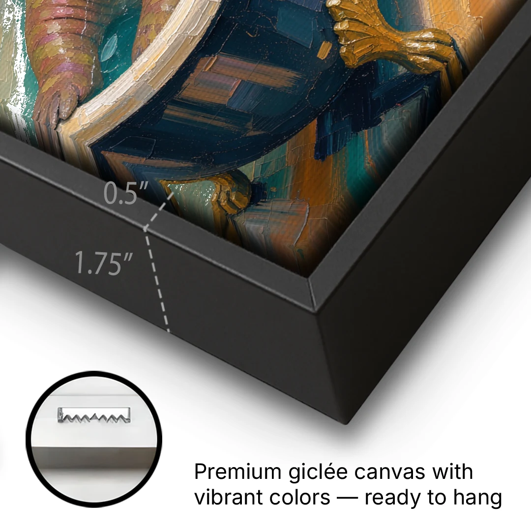 Walrus Sprawled in a Clawfoot Tub - Black Framed Canvas Wall Art - Gallery Wrap Corner