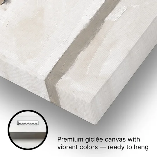 Warm Neutral Wall Art with a Floating Clay Square - Canvas Wall Art - Gallery Wrap Corner
