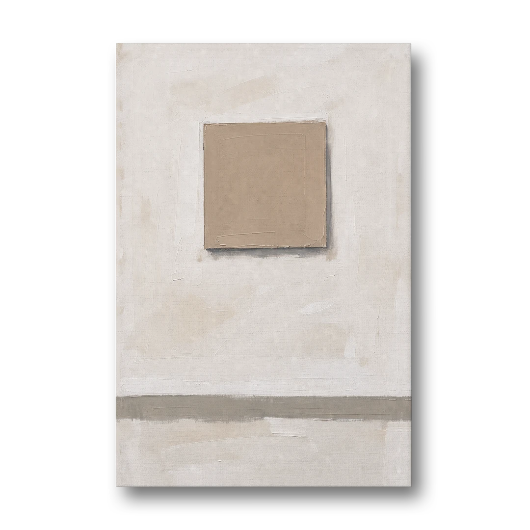 Warm Neutral Wall Art with a Floating Clay Square - Canvas Wall Art - Front