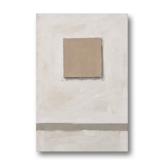 Warm Neutral Wall Art with a Floating Clay Square - Canvas Wall Art - Front