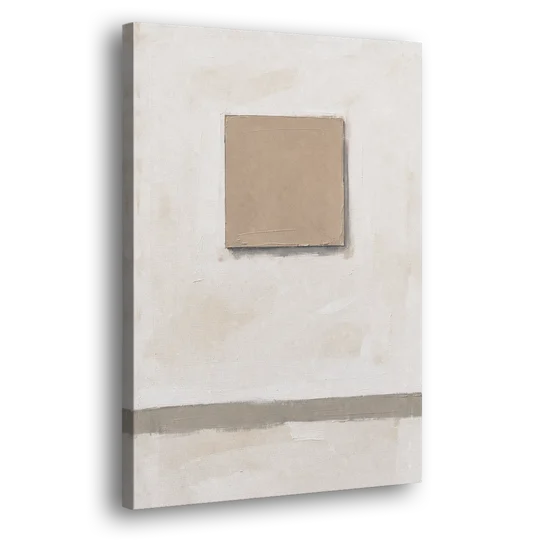 Warm Neutral Wall Art with a Floating Clay Square - Canvas Wall Art - Side