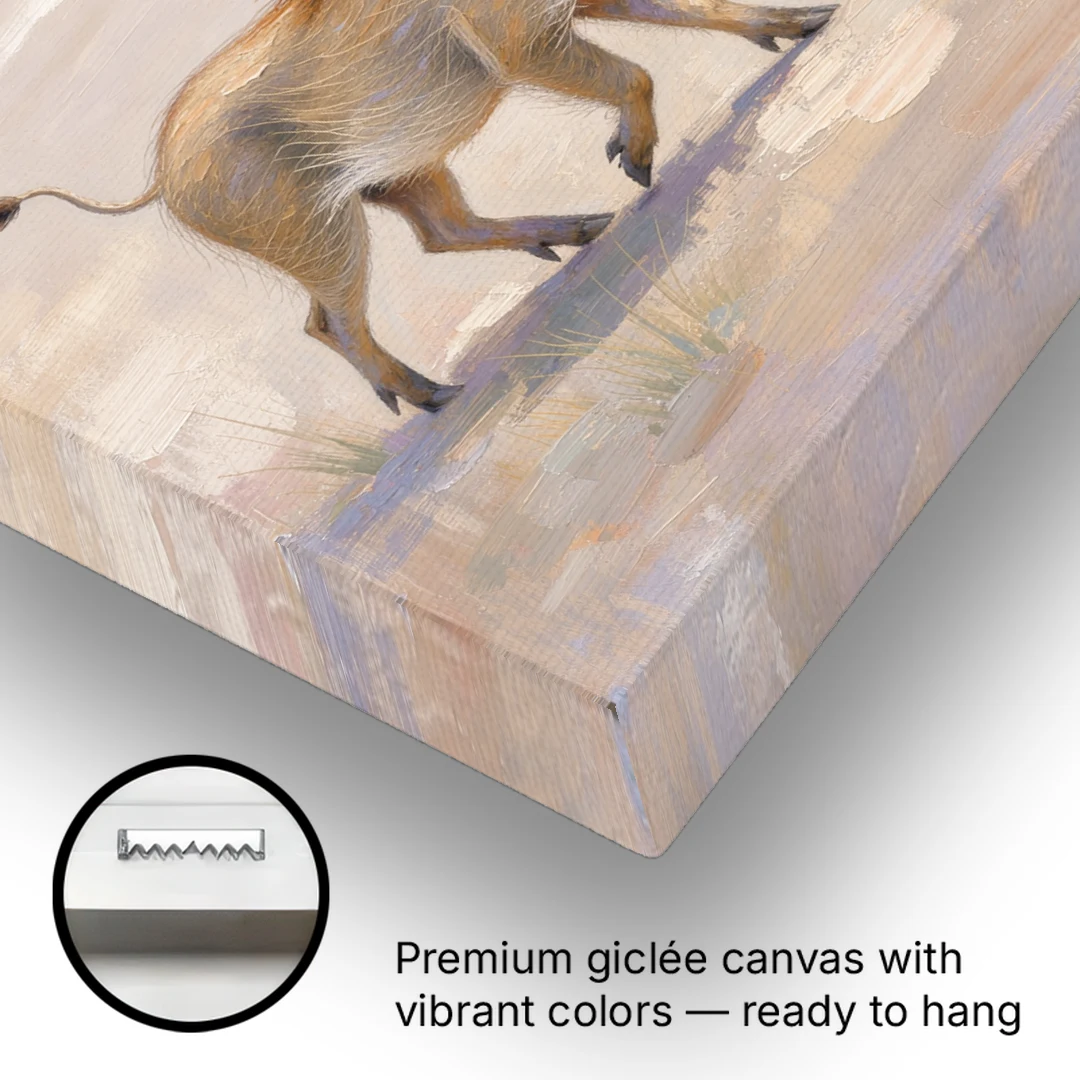 Warthog Piglet Trotting with Its Tail Held High - Canvas Wall Art - Gallery Wrap Corner