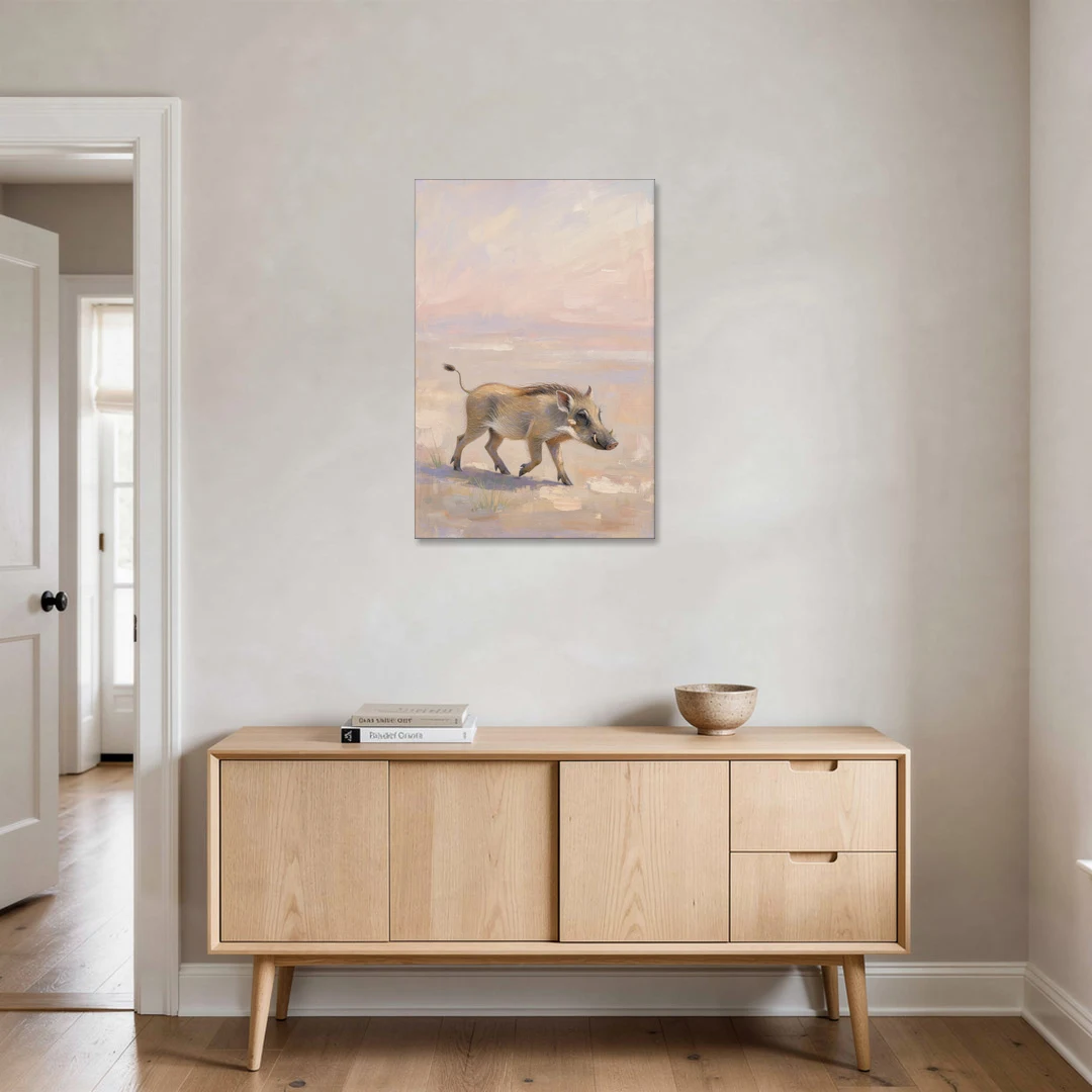 Warthog Piglet Trotting with Its Tail Held High - Canvas Wall Art - Coffee Table - 24x36