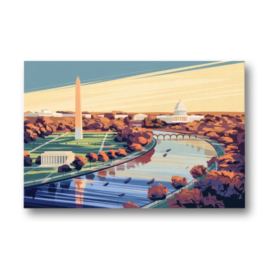 Washington Dc Aerial View - Canvas Wall Art - Front
