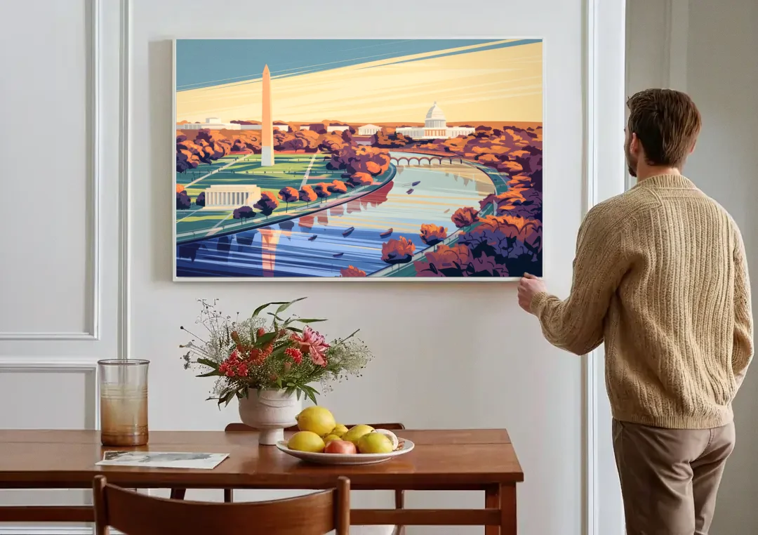 Washington Dc Aerial View canvas wall art above a dining table