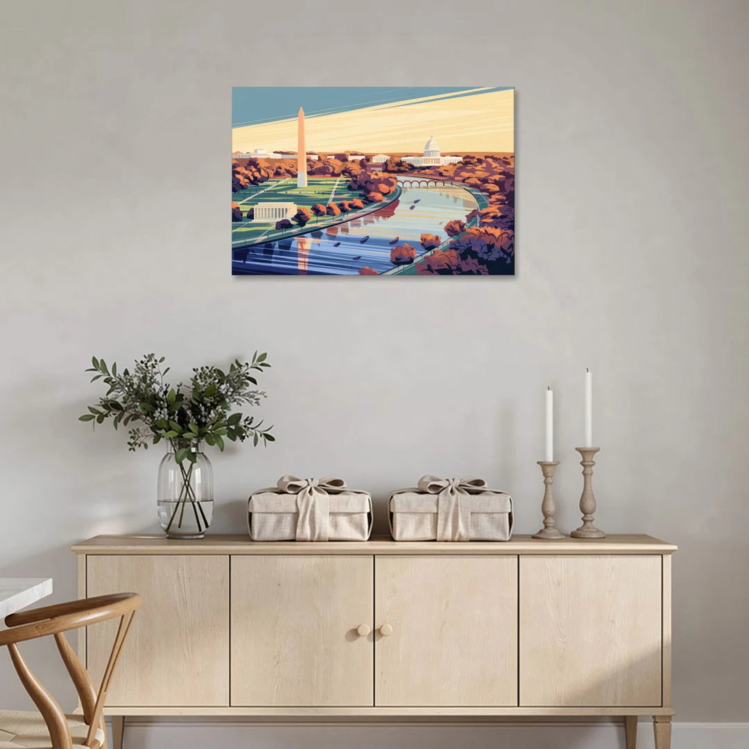 Washington Dc Aerial View - Canvas Wall Art - Coffee Table - 36x24