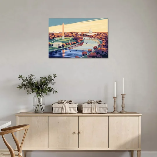 Washington Dc Aerial View - Canvas Wall Art - Coffee Table - 36x24